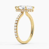 French Pavé Marquise Lab Grown Diamond Engagement Ring Hidden Halo