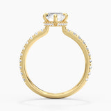 French Pavé Marquise Lab Grown Diamond Engagement Ring Hidden Halo