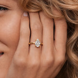Pear Solitaire 10K Gold Hidden Halo Engagement Ring