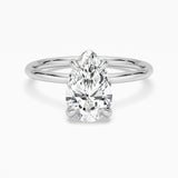 Pear Solitaire 10K Gold Hidden Halo Engagement Ring