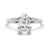 3 CT. Pear-Shaped Solitaire Moissanite Engagement Ring With Hidden Halo