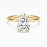 Pear Solitaire 10K Gold Hidden Halo Engagement Ring