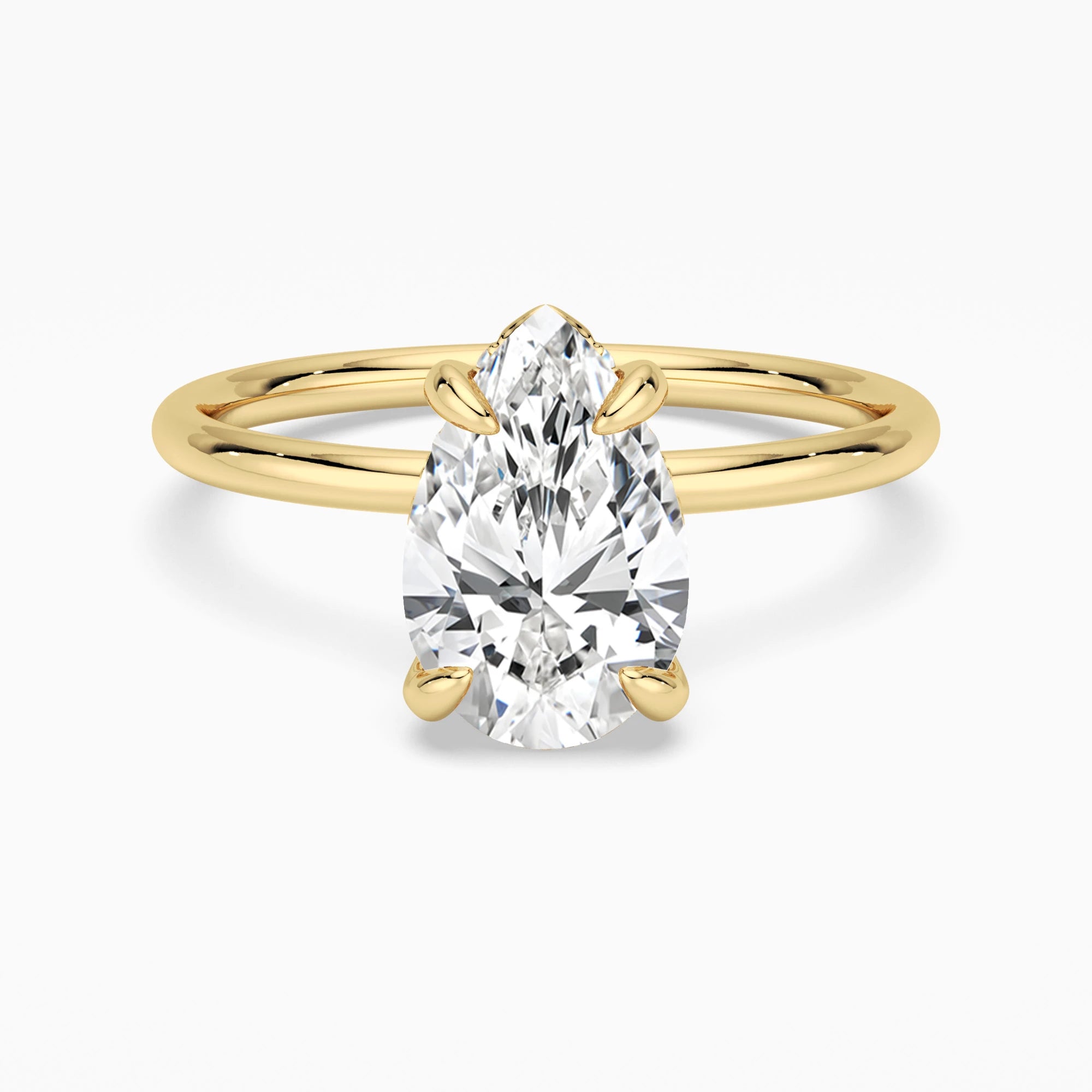 Pear Solitaire 10K Gold Hidden Halo Engagement Ring