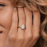 Four Prongs Oval Solitaire Moissanite Engagement Ring
