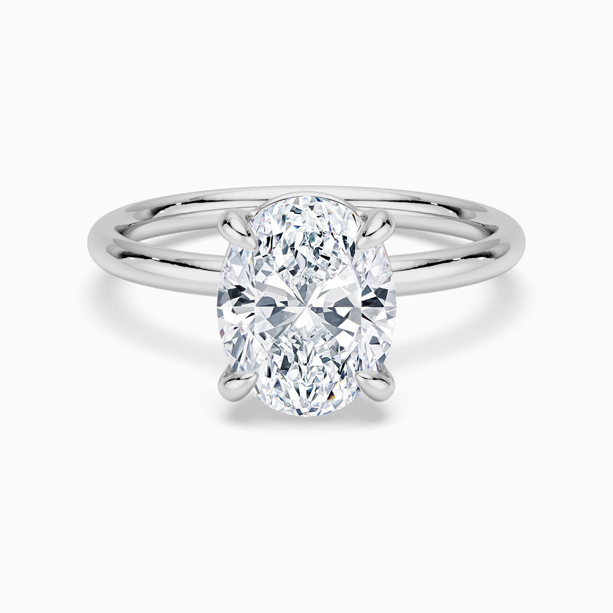 Four Prongs Oval Solitaire Moissanite Engagement Ring