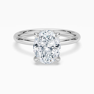 Four Prongs Oval Solitaire Moissanite Engagement Ring