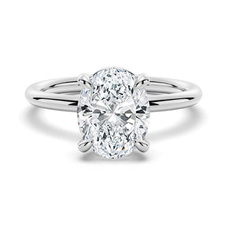 Four-Prongs Oval Solitaire Moissanite Engagement Ring - MSBLUE Jewelry