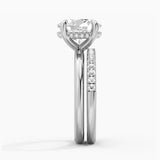 Petite Marquise Solitaire Moissanite Engagement Ring Set With Hidden Halo