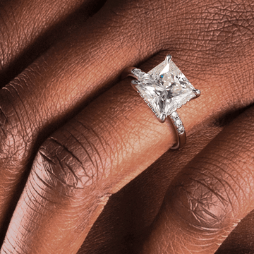 Princess Cut Moissanite Engagement Ring With Hidden Halo – MSBLUE