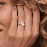 Princess Cut Moissanite Engagement Ring With Hidden Halo