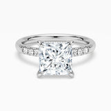 Princess Cut Moissanite Engagement Ring With Hidden Halo