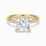 Princess Cut Moissanite Engagement Ring With Hidden Halo