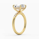 Princess Cut Moissanite Engagement Ring With Hidden Halo