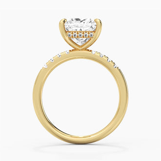 Princess Cut Moissanite Engagement Ring With Hidden Halo