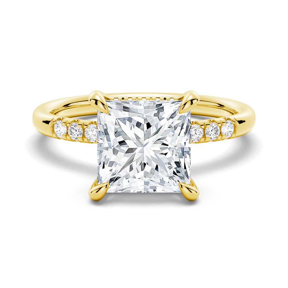 3 CT. Princess Cut Moissanite Engagement Ring With Hidden Halo