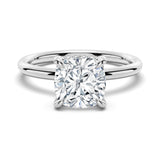 Cushion Cut Engagement Ring With Hidden Halo