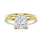 Cushion Cut Engagement Ring With Hidden Halo