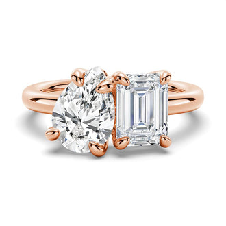 Toi et Moi Emerald Cut & Pear Cut Engagement Ring - MSBLUE Jewelry