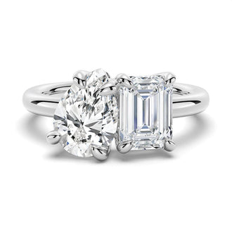 Toi et Moi Emerald Cut & Pear Cut Engagement Ring - MSBLUE Jewelry