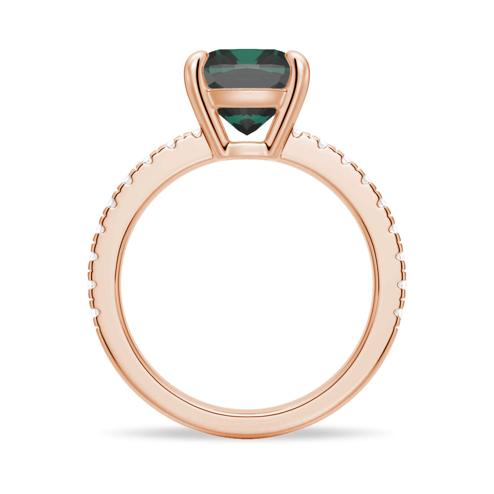 2 CT. Cushion Cut Green Moissanite Engagement Ring in Rose Gold