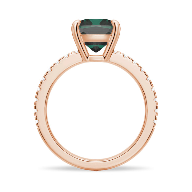 2 CT. Cushion Cut Green Moissanite Engagement Ring in Rose Gold