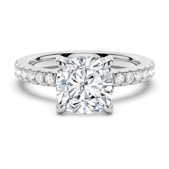 Pavé Band Cushion Cut Moissanite Engagement Ring - MSBLUE Jewelry