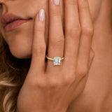 Emerald Cut Moissanite Engagement Ring With Hidden Halo