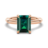 2 CT. Emerald Cut Green Moissanite Engagement Ring With Hidden Halo in Rose Gold