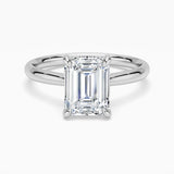 Emerald Cut Moissanite Engagement Ring With Hidden Halo