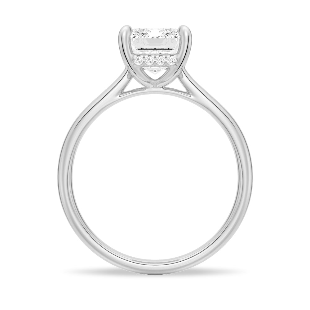 3 CT. Emerald Cut Moissanite Engagement Ring With Hidden Halo