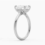Emerald Cut Moissanite Engagement Ring With Hidden Halo