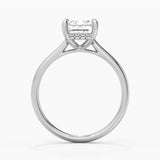 Emerald Cut Moissanite Engagement Ring With Hidden Halo
