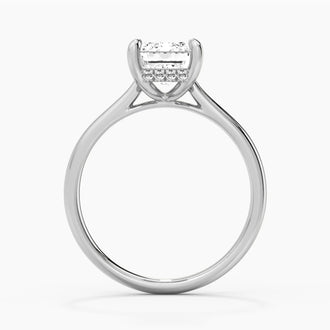 Emerald Cut Moissanite Engagement Ring With Hidden Halo