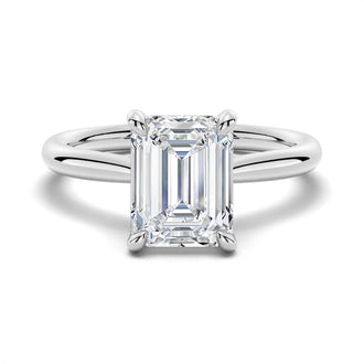 Emerald Cut Moissanite With Hidden Halo Bridal Set with Men's Wedding Band - MSBLUE Jewelry