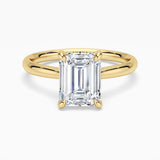 Emerald Cut Moissanite Engagement Ring With Hidden Halo