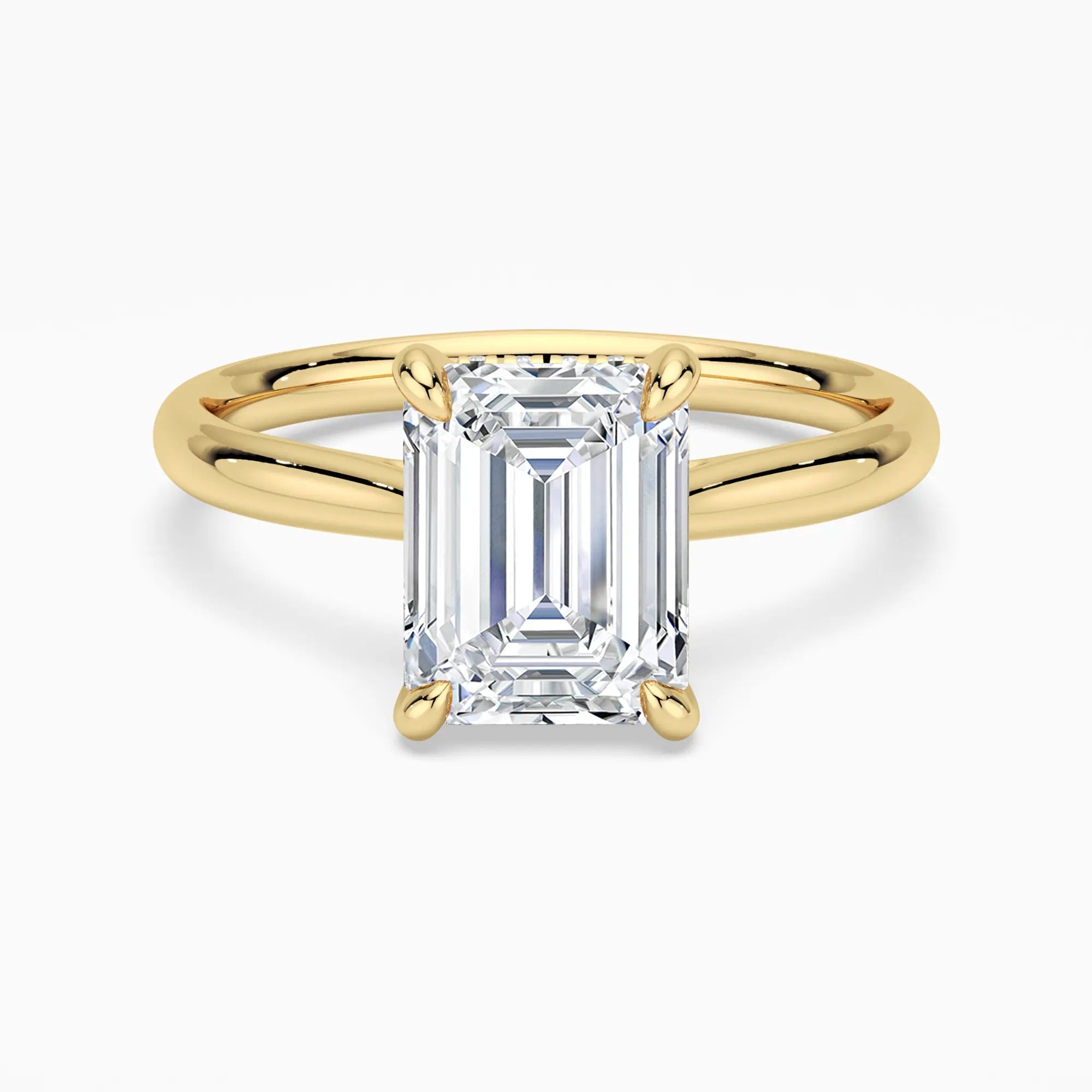 Emerald Cut Moissanite Engagement Ring With Hidden Halo