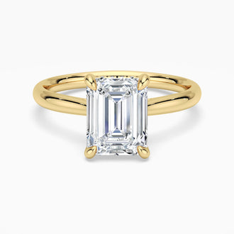 Emerald Cut Moissanite Engagement Ring With Hidden Halo