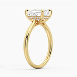 Emerald Cut Moissanite Engagement Ring With Hidden Halo