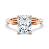 Four-Prong Solitaire Radiant Cut Engagement Ring With Hidden Halo