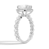Oval Halo with Pavé Shared Prong Band Moissanite Engagement Ring