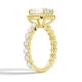 Oval Cut Halo Engagement Ring with Pavé Shared Prong Band