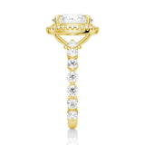 Oval Cut Halo Engagement Ring with Pavé Shared Prong Band