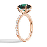2 CT. Pear-Shaped Green Moissanite Engagement Ring With Hidden Halo in Rose Gold