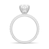 2.5 CT. Pear-Shaped Pavé Band Moissanite Engagement Ring With Hidden Halo