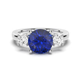 1.5 CT. Classic Three Stone  Blue Sapphire and White Sapphire Ring