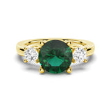 1.5 CT. Classic Three Stone  Emerald and White Sapphire Ring