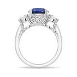 2.5 CT. Classic Blue Sapphire and White Sapphire Three Stone Ring