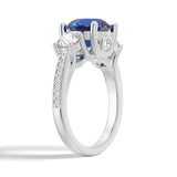 2.5 CT. Classic Blue Sapphire and White Sapphire Three Stone Ring