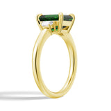 Emerald Cut Emerald and White Sapphire Three Stone Ring