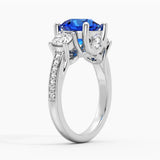 2.5 CT. Classic Blue Sapphire and White Sapphire Three Stone Ring